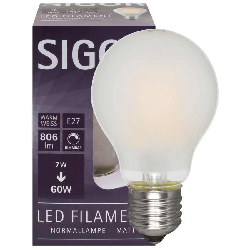 LED-Filamentlampe 7,0W E27 806lm matt dimmbar D=60mm LED-Filamentlampe 7,0W E27 806lm matt dimmbar D=60mm
