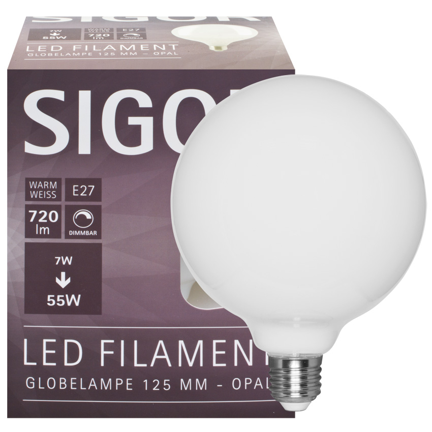 LED-Filamentlampe 7,0W E27 720lm matt dimmbar L 180, Ø 125