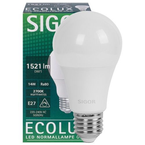 LED-Lampe ECOLUX AGL-Form 14,0 W E27 2700K 1521lm