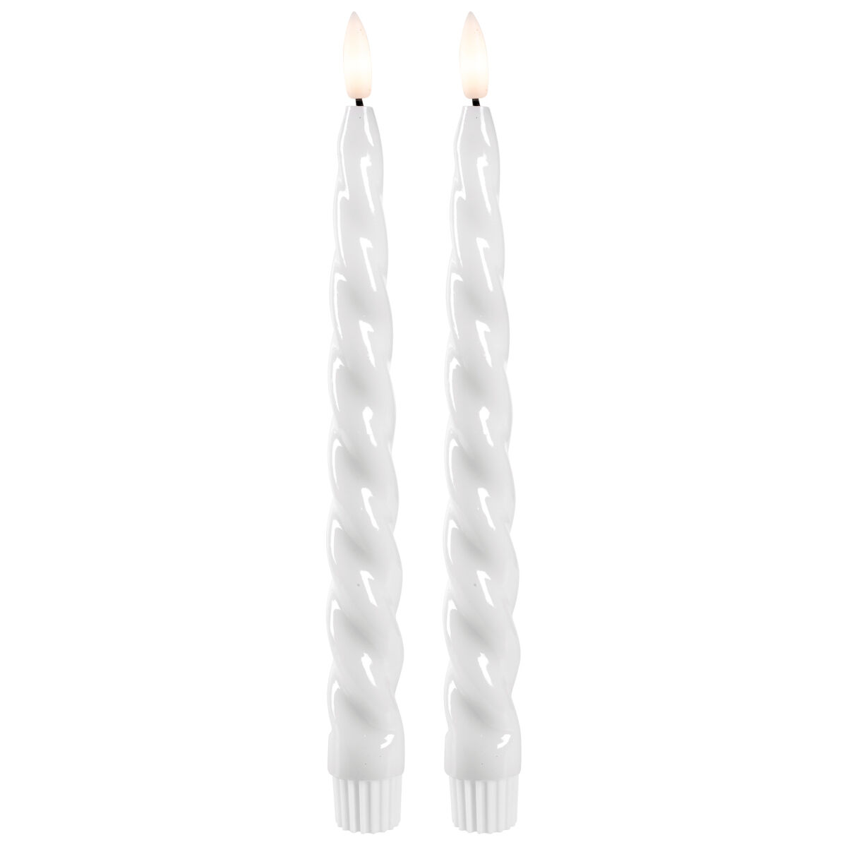 LED-Echtwachskerzen FLAMME SHINE 1 warmweiße flackernde LED 2er-Set H245 Ø21 weiß