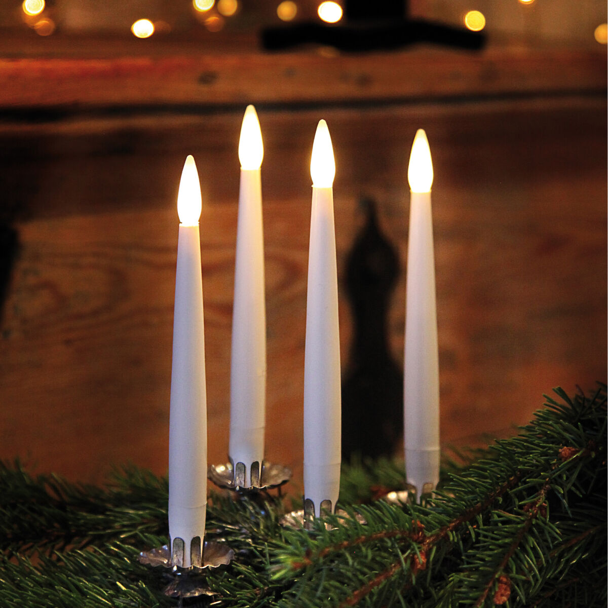 LED-Adventskerzen warmweiße flackernde LEDs 4er-Set H 150, Ø 15 LED-Adventskerzen warmweiße flackernde LEDs 4er-Set H 150, Ø 15