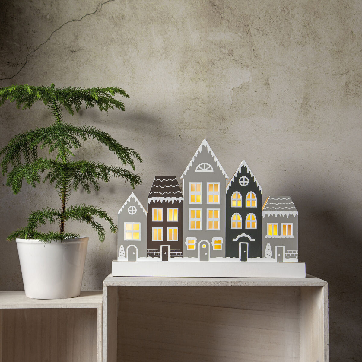 Weihnachtsleuchter HÄUSCHEN 6 warmweiße LEDs