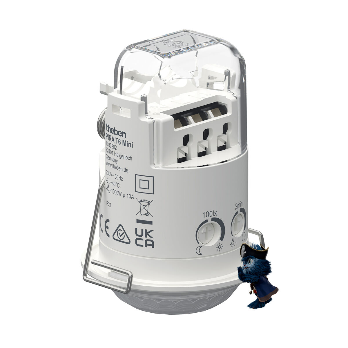 Theben PIRA T6 Mini Bewegungsmelder (PIR) Decke innen, 360° rund, 6 m, 5 cm klein, 200 W LED 1030202