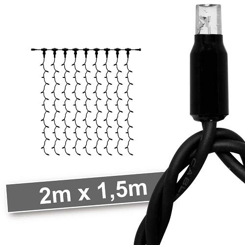 LED-Vorhang 380 LEDs/96W 2700K L 2 m schwarz LED-Vorhang 380 LEDs/96W 2700K L 2 m schwarz