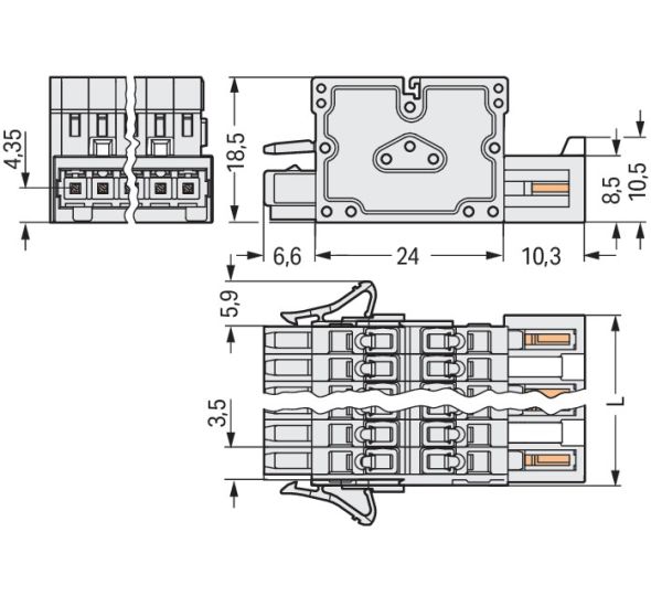 2-Leiter-Kombistecker 734-366/037-000 2-Leiter-Kombistecker 734-366/037-000
