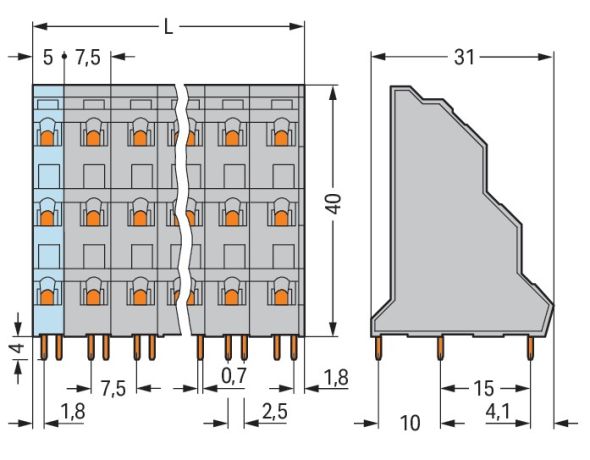 Dreistock-Leiterplattenkl. 737-556