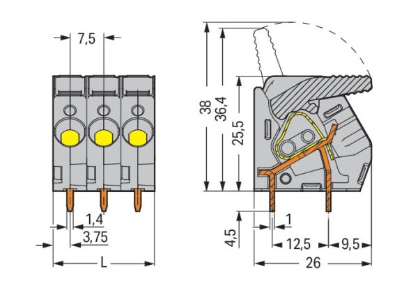 Leiterplattenklemme Hebel 2706-107/000-004