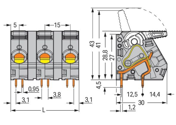 Leiterplattenklemme Hebel 2716-205