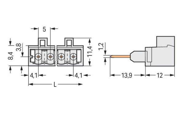 Stiftleiste f.Reihenklemm. 721-170/003-000