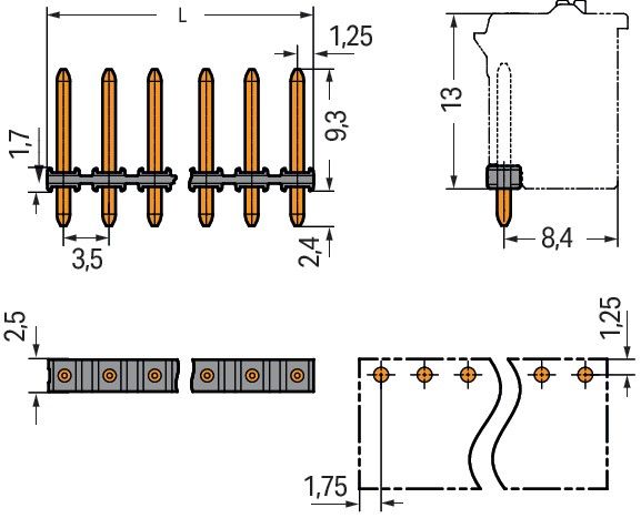 THR-Stiftleiste Lötstift 2091-1704/200-000 THR-Stiftleiste Lötstift 2091-1704/200-000