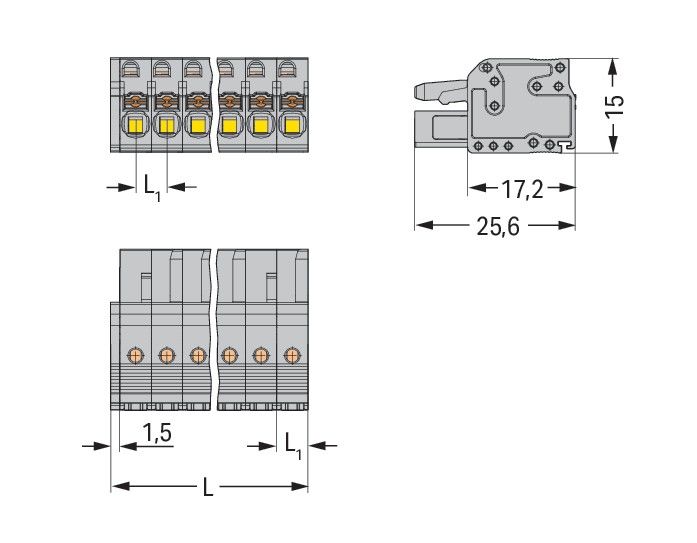 1-Leiter-Federleiste 2231-103/026-000