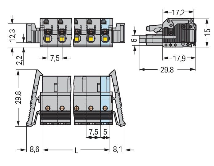 1-Leiter-Federleiste 2231-210/037-000