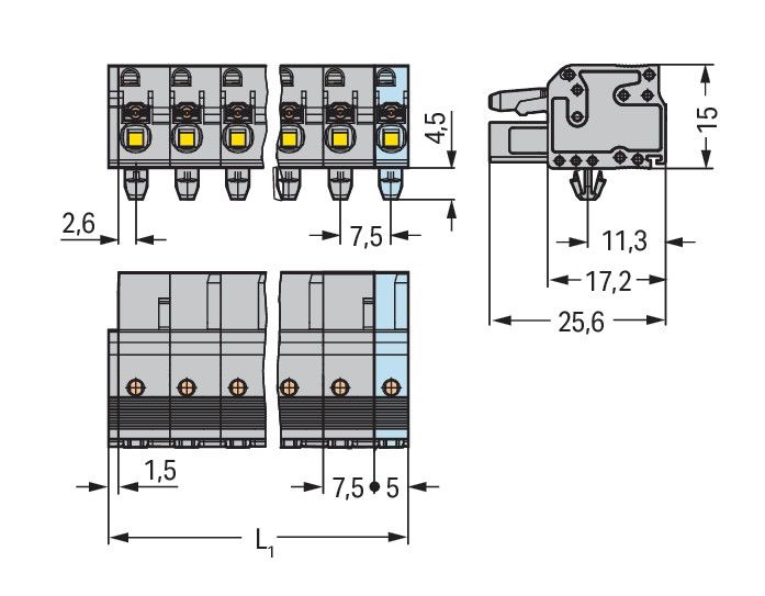1-Leiter-Federleiste 2231-212/008-000