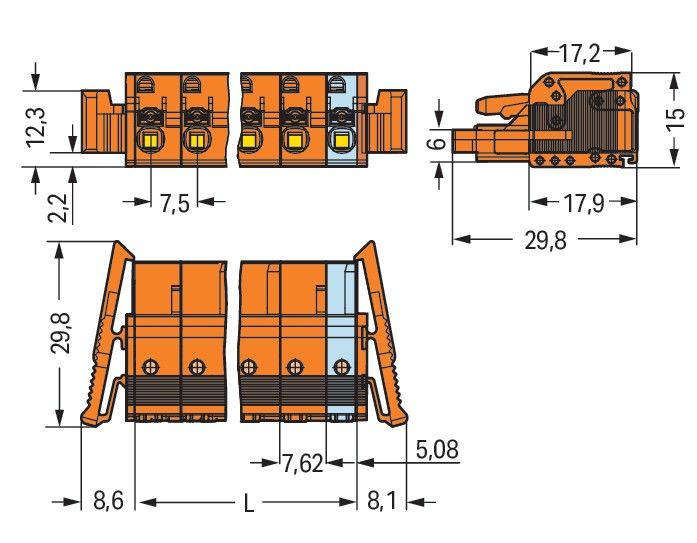 1-Leiter-Federleiste 2231-711/037-000