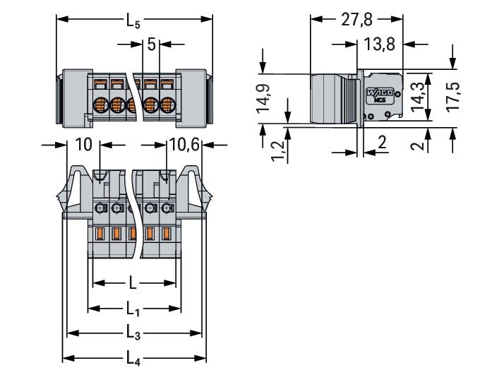 1-Leiter-Federleiste 231-103/124-000