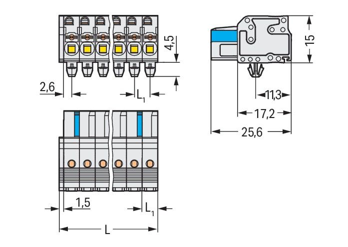 1-Leiter-Federleiste 2721-106/008-000