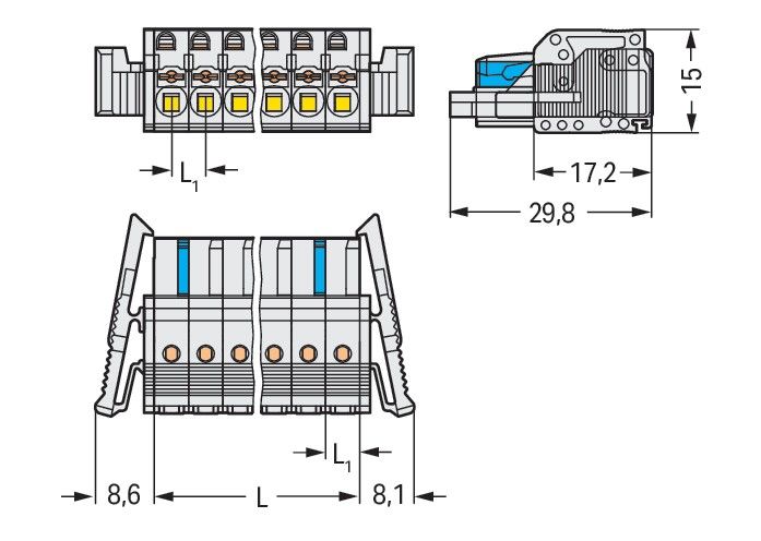1-Leiter-Federleiste 2721-115/037-000