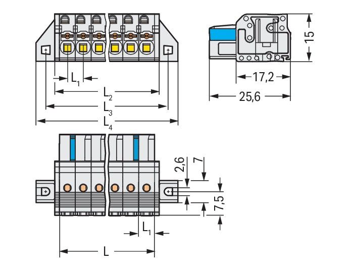 1-Leiter-Federleiste 2721-116/031-000