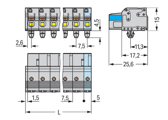 1-Leiter-Federleiste 2721-205/008-000