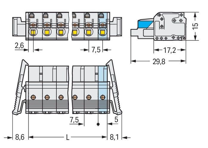 1-Leiter-Federleiste 2721-212/037-000
