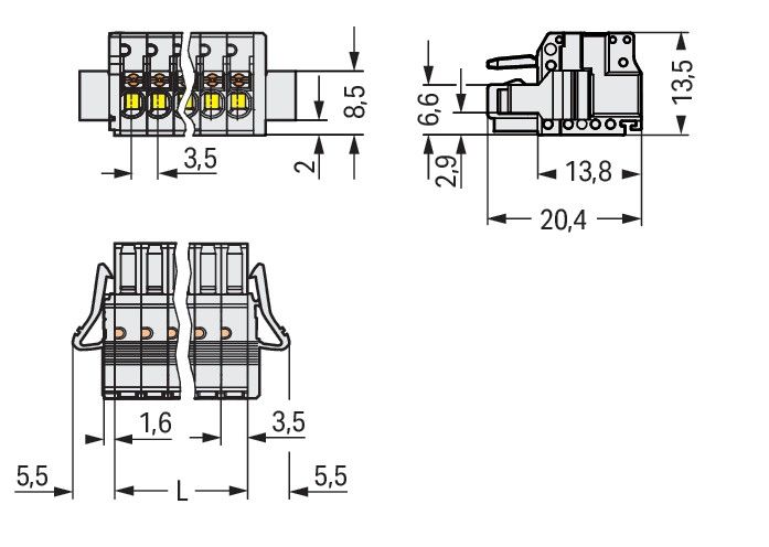 1-Leiter-Federleiste 2734-111/037-000
