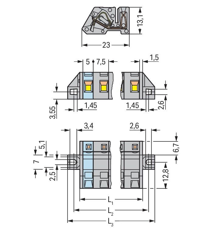 1-Leiter Federleiste 731-534/031-000 1-Leiter Federleiste 731-534/031-000