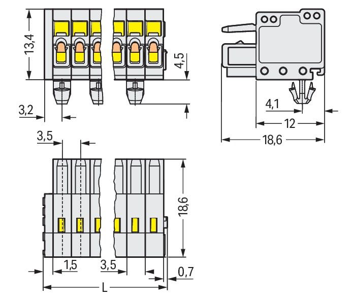1-Leiter-Federleiste 734-105/008-000