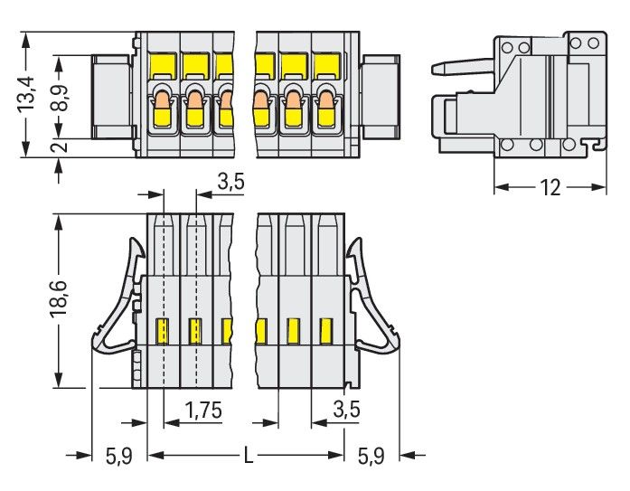 1-Leiter-Federleiste 734-113/037-000