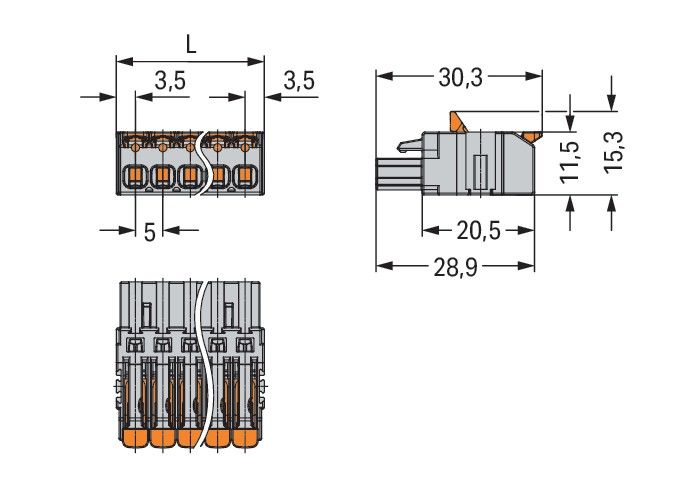 1-Leiter-Federleiste,Hebel 2231-1104/327-000
