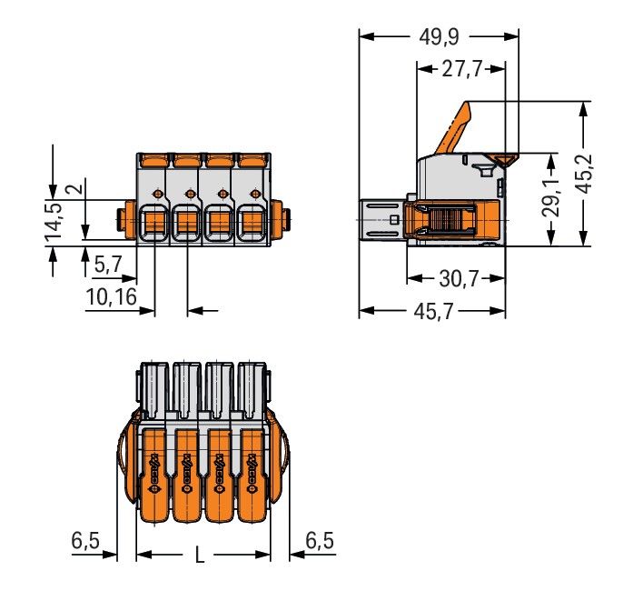 1-Leiter-Federleiste,Hebel 832-1106/037-9037