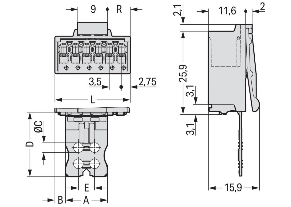 1-Leiter-Stiftleiste 2091-1505/002-000