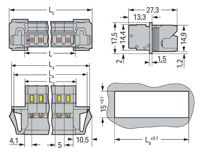 1-Leiter-Stiftleiste 231-606/114-000