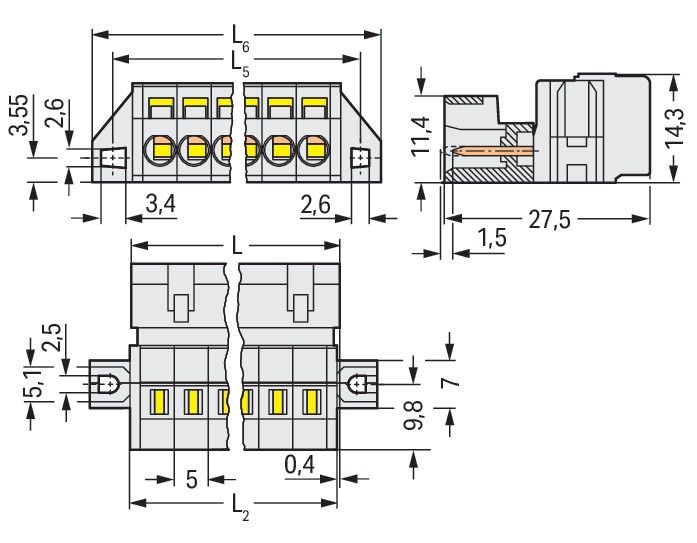 1-Leiter-Stiftleiste 721-610/019-000