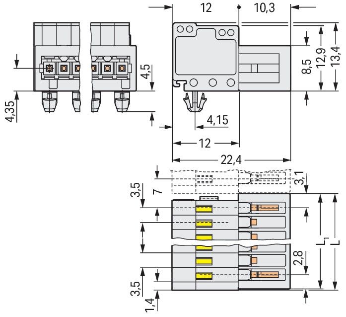 1-Leiter-Stiftleiste 734-302/018-000