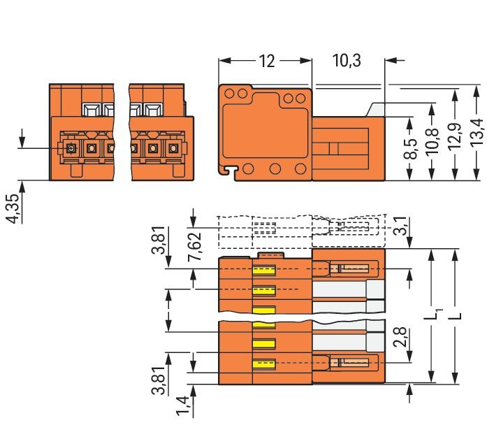 1-Leiter-Stiftleiste 734-344