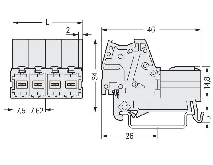 1-Leiter-Stiftleiste 831-3208/007-000