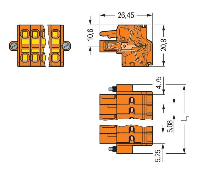 2-Leiter-Federleiste 231-2309/107-000
