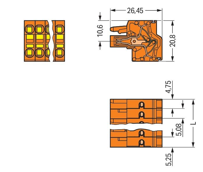 2-Leiter-Federleiste 231-2312/026-000