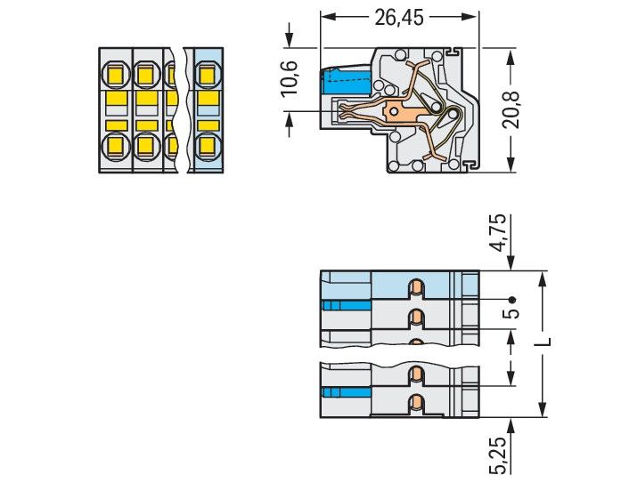 2-Leiter-Federleiste 721-2113/026-000