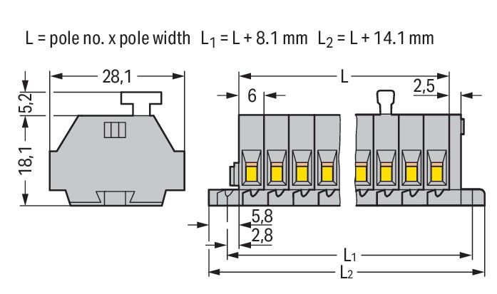 2-Leiter-Klemmenleiste 261-105/331-000