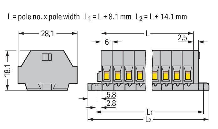 2-Leiter-Klemmenleiste 261-111