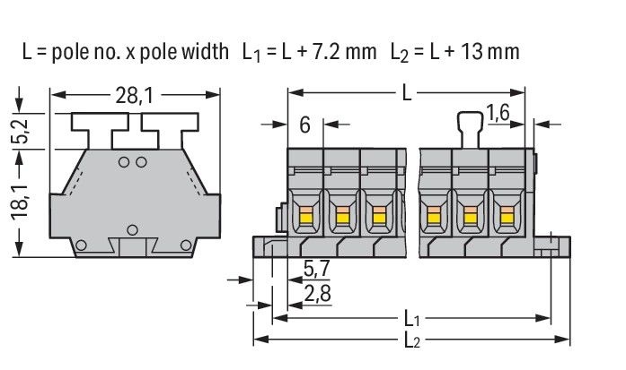 2-Leiter-Klemmenleiste 261-422/341-000
