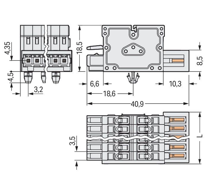 2-Leiter-Kombistecker 734-367/008-000