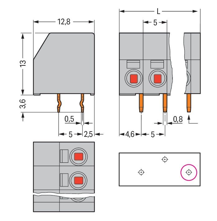 2-Leiter-Leiterplattenkle. 253-102/000-012