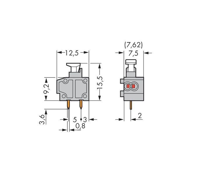 2LeiterLeiterplattenklemme 235-727/331-000