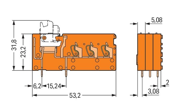 3LeiterLeiterplattenklemme 742-158