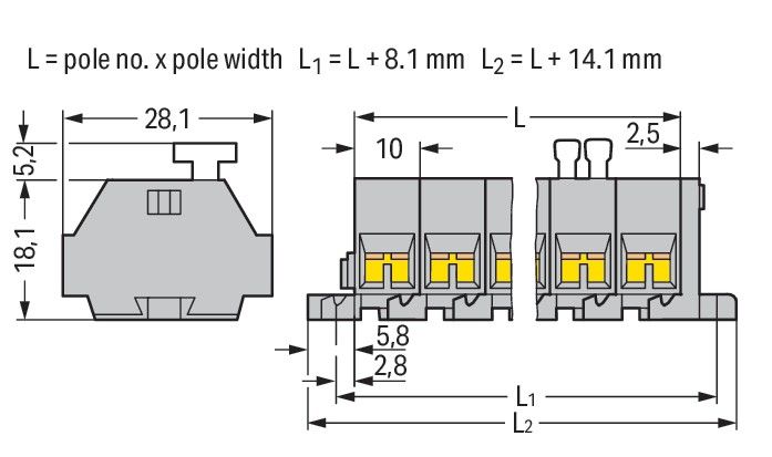 4-Leiter-Klemmenleiste 261-207/332-000