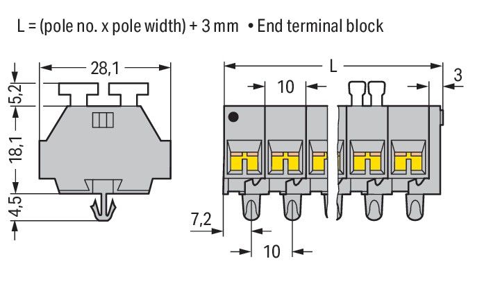 4-Leiter-Klemmenleiste 261-253/342-000