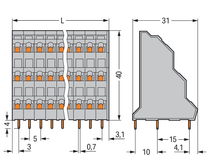 Dreistock-Leiterplattenkl. 737-103