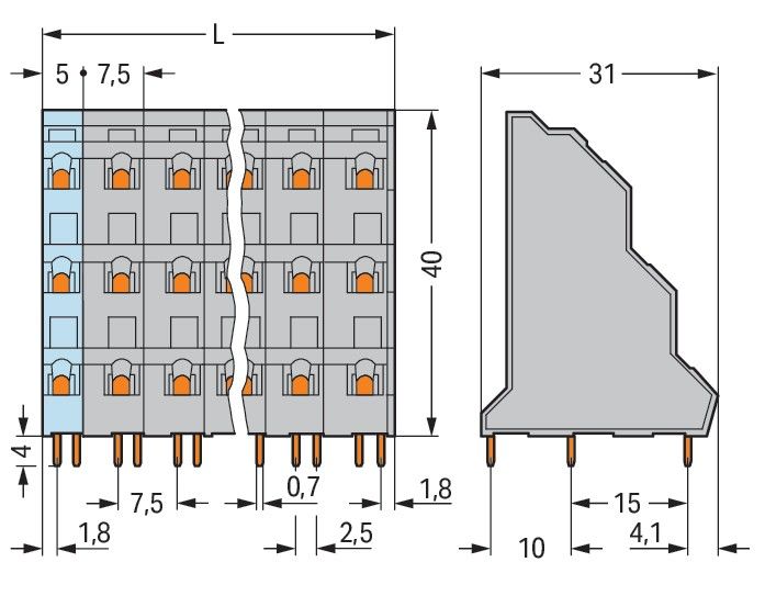 Dreistock-Leiterplattenkl. 737-556
